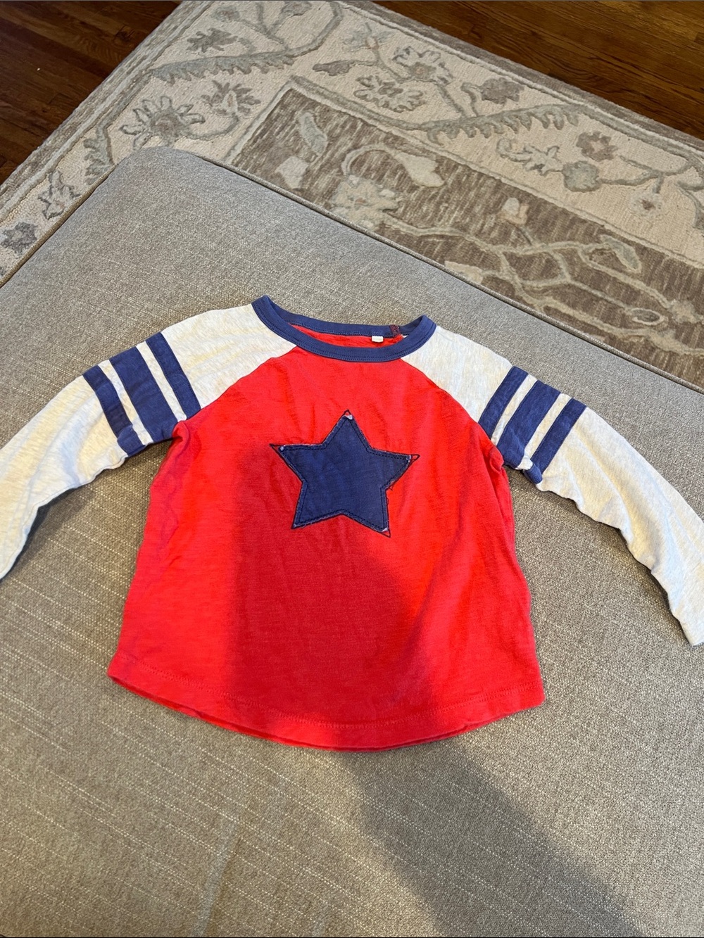 Mini Boden Red Star Raglan Long-Sleeve Shirt for Kids